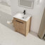Meuble-lavabo autoportant avec lavabo en céramique et 2 portes d'armoire à fermeture en douceur, armoire d'appoint-106668287