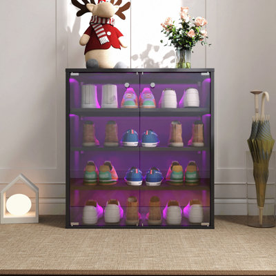 Armoire de rangement à chaussures en verre avec porte en verre