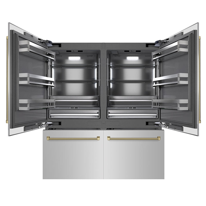 ZLINE Autograph 72 in. Built-In Refrigerator w/ Gray Interior and Champagne Bronze Helix Handles, Champagne Bronze