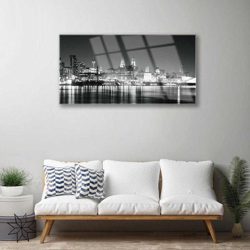 Houses City Water - Unframed Photograph on Glass