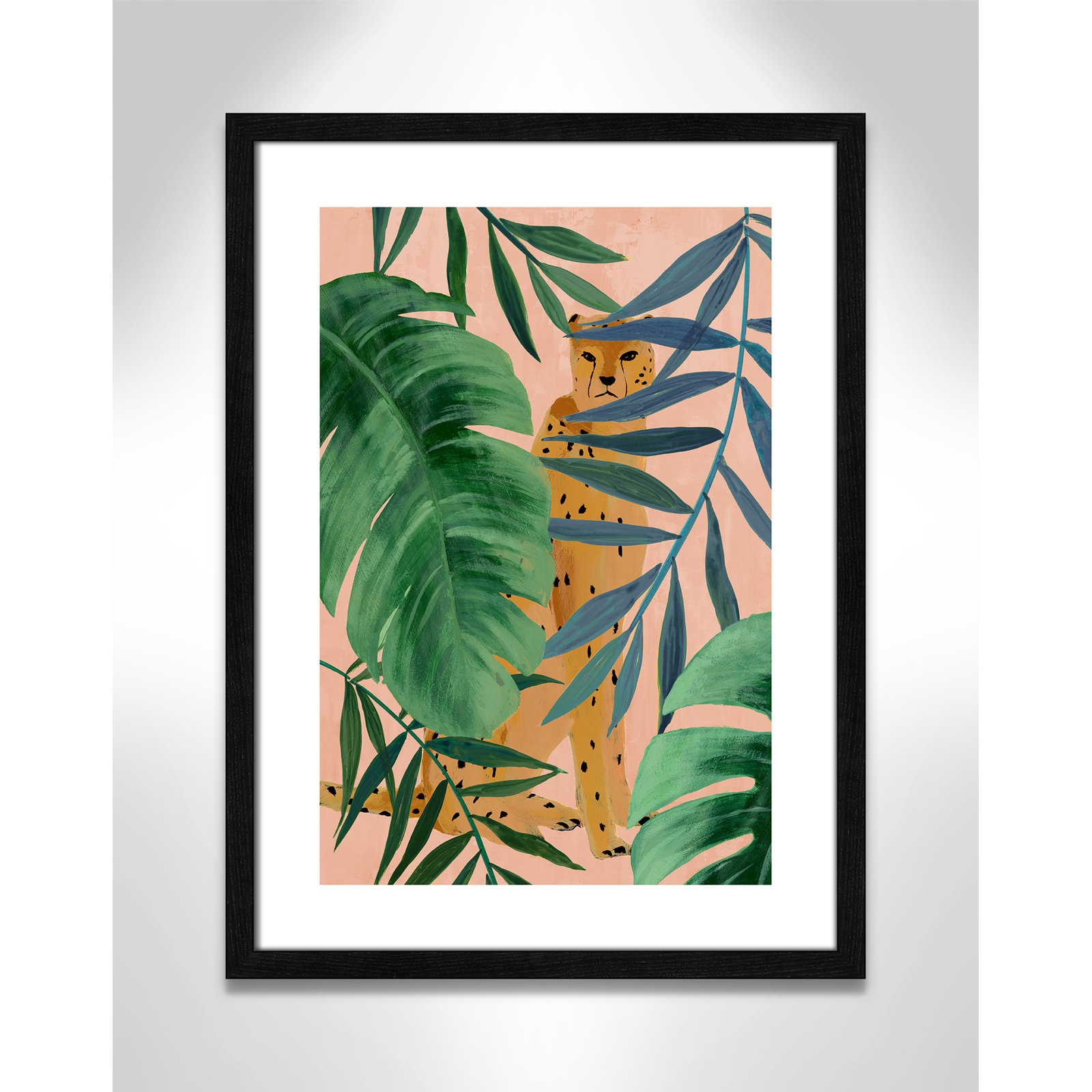 Allie "Silent Jungle" Painting by Isabelle Z, 23" H x 17" W x 0.75" D, Black Wood Framed Paper