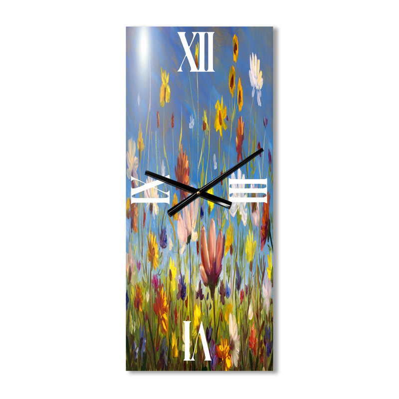 Horloge murale marguerites et fleurs sauvages en été, Grand