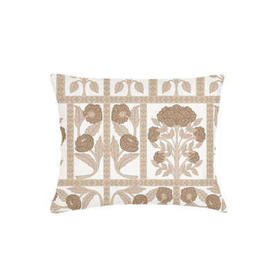 Warm Beige Blossom Field Linen Pillow King Sham