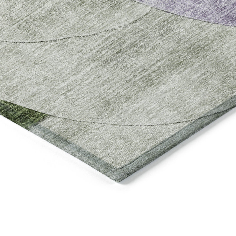 Lavender Rectangular Washable Synthetic 5' x 7' Area Rug