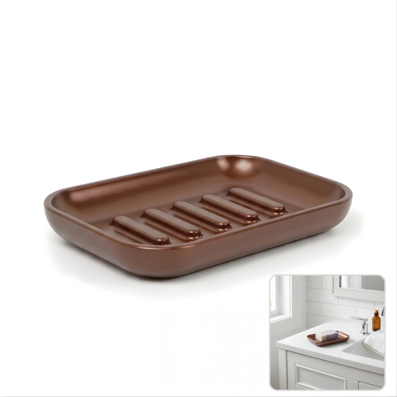 Porte-savon Hardware - Porte-savon en aluminium massif, finition mate, 1 pièce, Cuivre (brun)