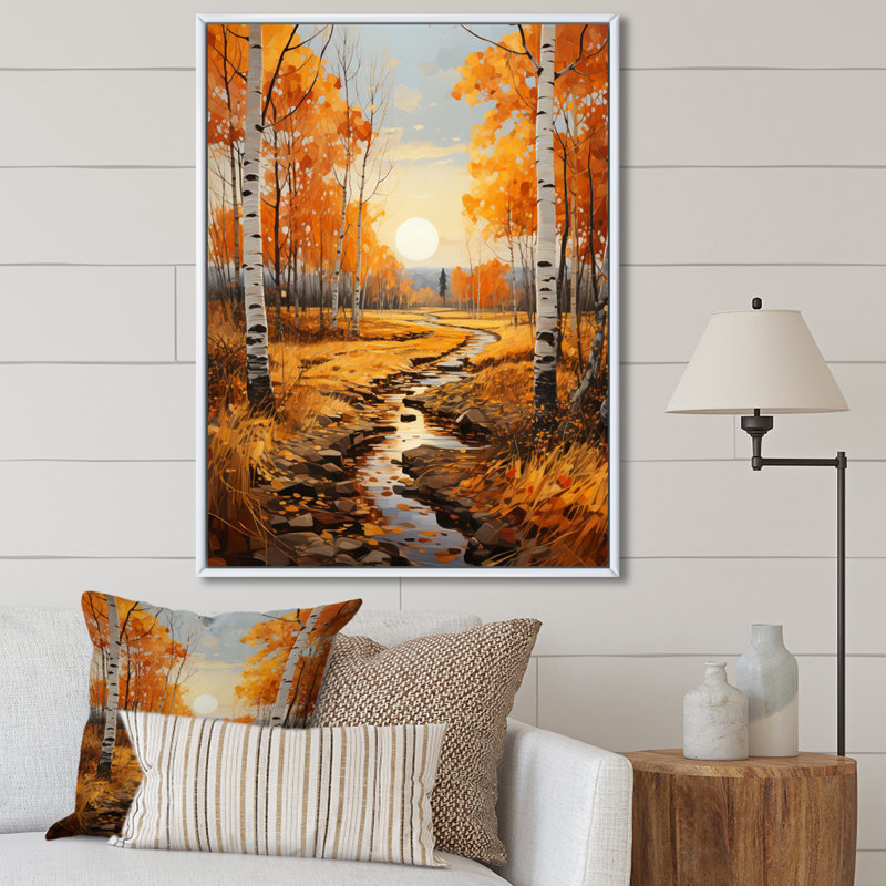 Sonate d'automne VI Arrabury Birch Woods, Cadre flottant blanc, H 20 po x l 12 po x P 1 po