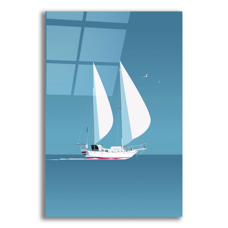  «Sailing 3» par 16 "x 24", art mural en verre acrylique par cadre arctique, H 24 po x l 16 po
