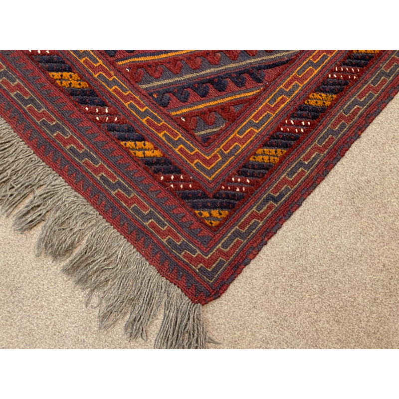 Tapis kilim / 3,6 pi x 3,6 pi rétro / afghani Mashwani / tapis géométrique Kilim