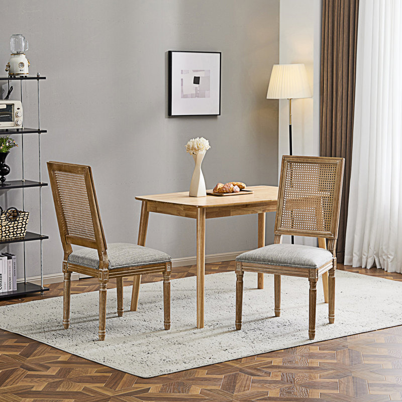 Ensemble de 2 chaises de salle à manger avec pieds cannelés, 2, Gris clair