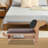 2 Tiers Cute Dog Entryway Bamboo Bench Elegant Rectangular Shoe Rack Bench With Cushion-350487069