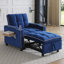 Fauteuil-lit convertible en velours, fauteuil-lit coulissant réglable avec porte-gobelet-396853312