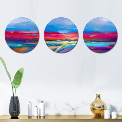 Peint coloré mauve et bleu ciel - ensemble de décoration murale moderne en métal