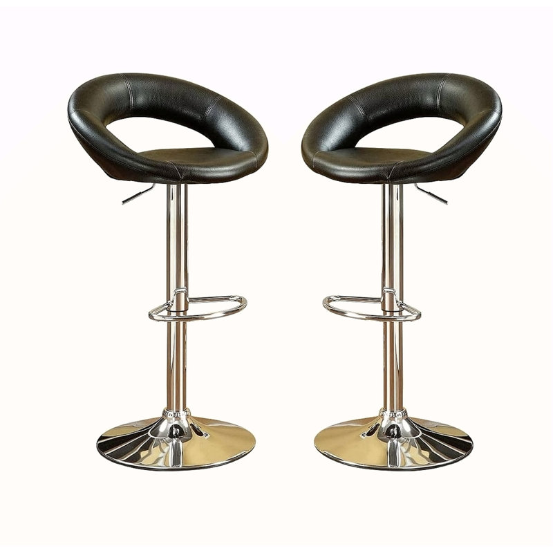 Ensemble de 2 tabourets noirs en similicuir réglables, Noir