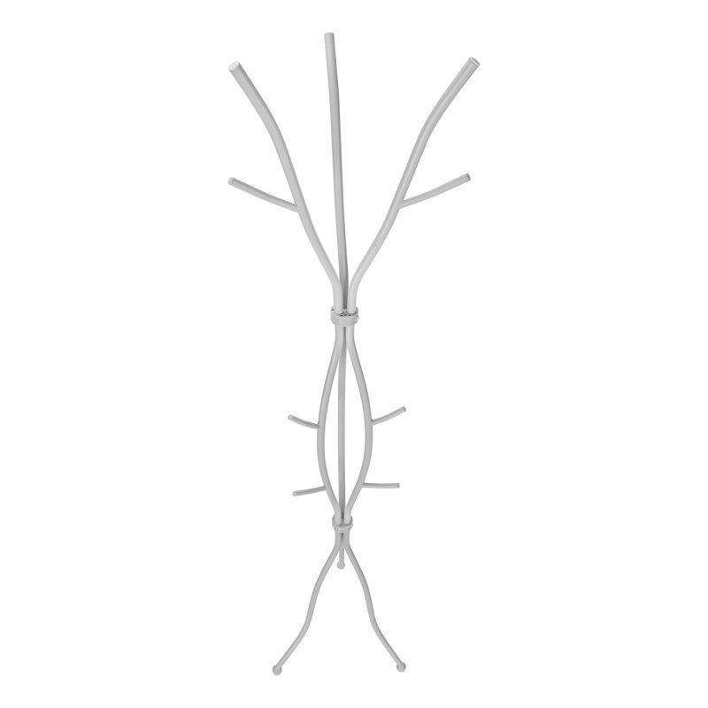 Coat Rack, Hall Tree, Free Standing, 11 Hooks, Entryway, 74"H, ,  Metal, Contemporary,, Silver
