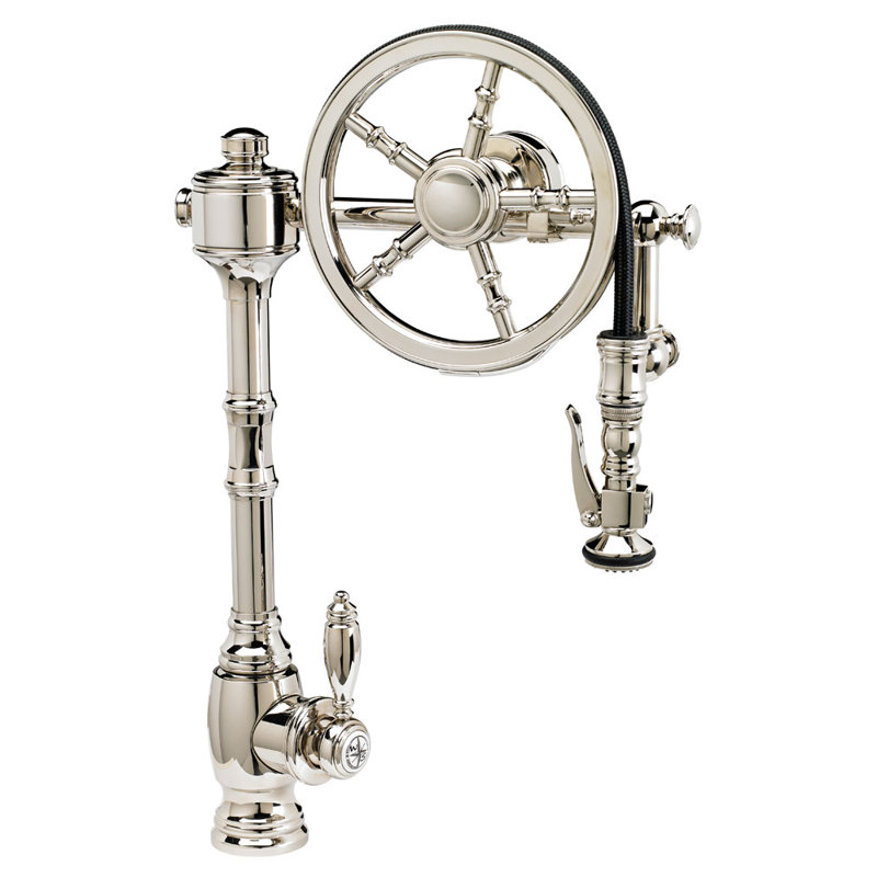 Wheel Pulldown Faucet, Satin Nickel