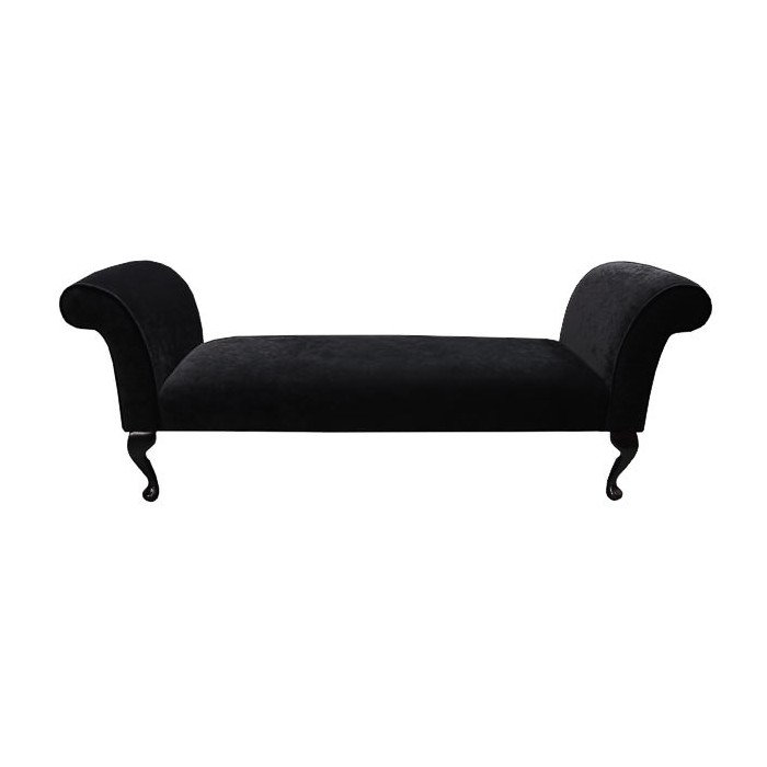 Upholstered Storage Bench, Solid Colour, Black