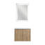Armoire de salle de bain 24 po avec lavabo en résine - Fixation murale, portes, contreplaqué, moderne, imitation chêne, 24 po, teinte douce