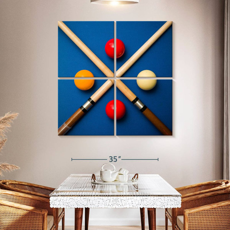 Balle et bâtons de billard Senne, H 45 po x l 45 po