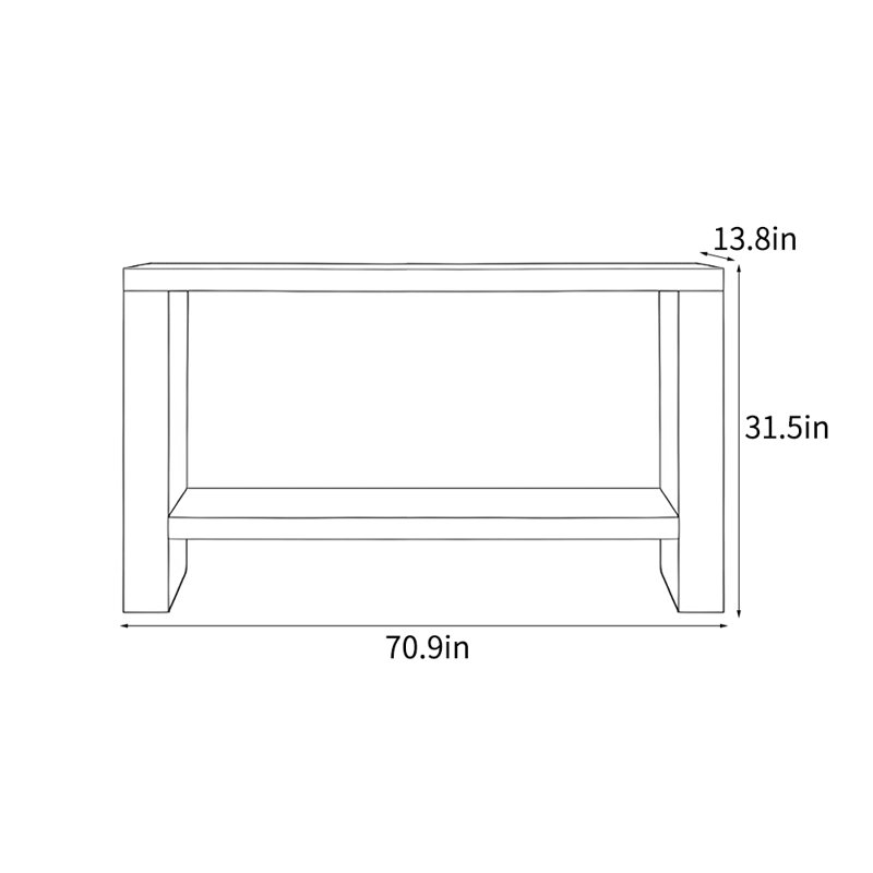 Console simple de style Wabi-sabi, 31.5" H x 70.9" W x 13.8" D