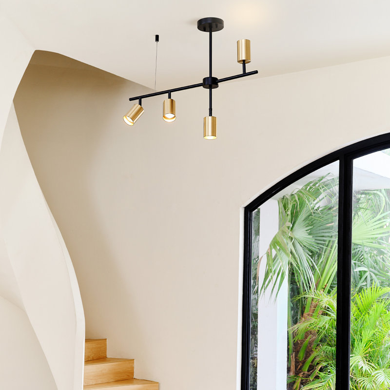 Ensemble de rail d'éclairage 4 lumières Jeremaiah, Or, H 29,9 po x L 5,88 po x P 5,88 po