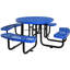 Table de pique-nique d'extérieur en acier de 46 po, bleu, avec porte-parapluie, idéale pour les pique-niques, le camping, le barbecue, le support de table de pêche bleu, une table convenable,