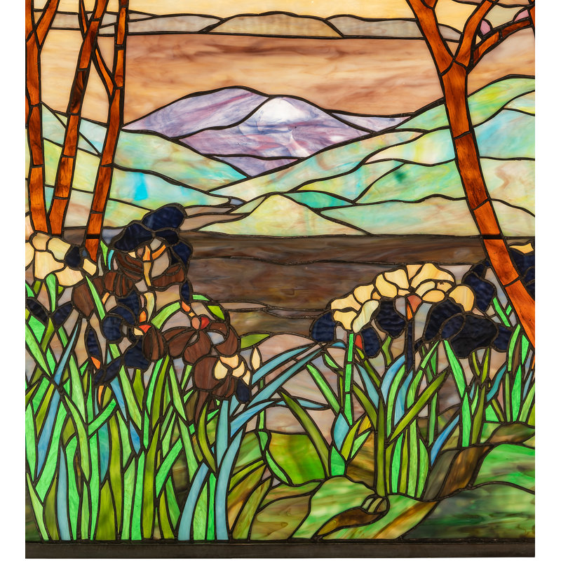 Victorian Tiffany Magnolia and Iris Stained Glass Window