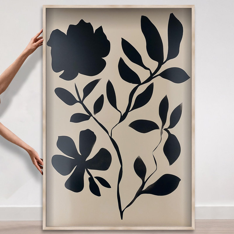 Oliver Gal Shrouded Bloom I Floral and Botanical - Luxury Shadowbox Framed Wall Art, 55" H x 37" W, Cream