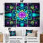 Turquoise néon fractal fleurs II - ensemble de décoration murale mandala boho-108311570-108311574