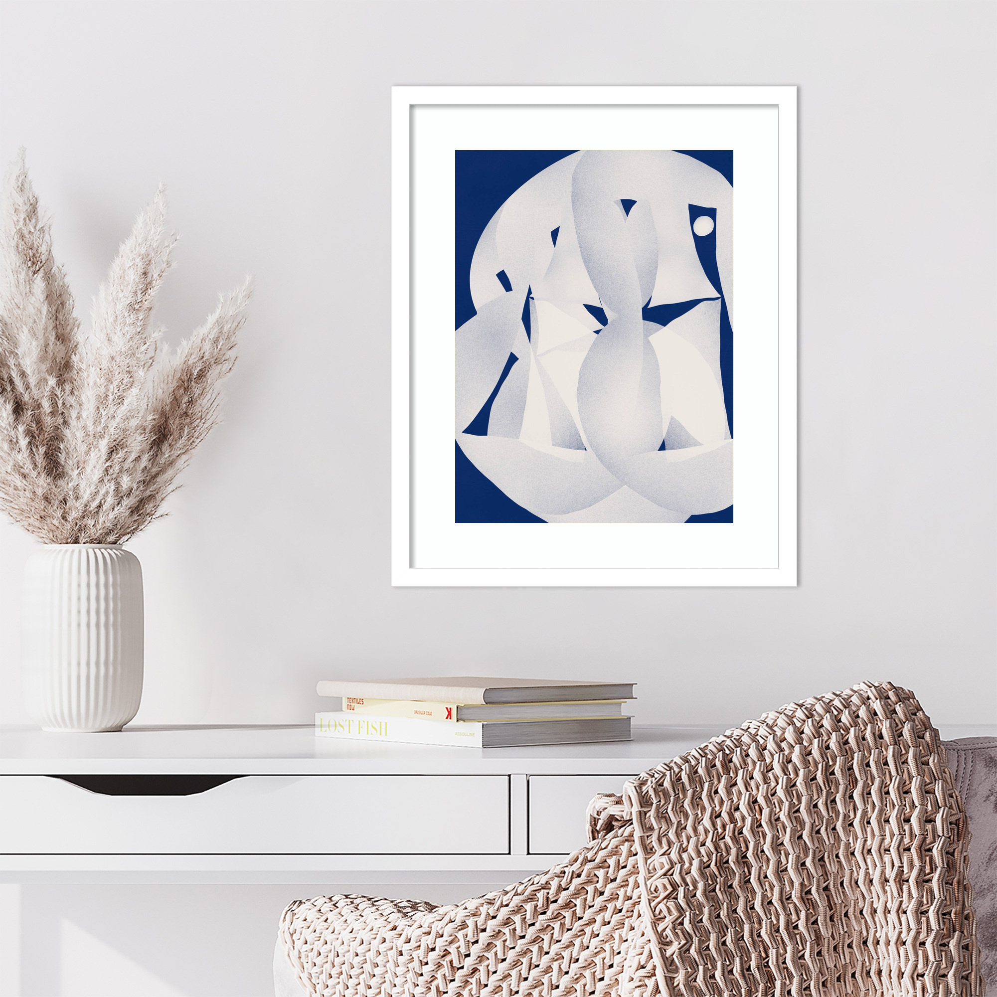 Paper Sculpture Abstract by Little Dean Wood Framed Wall Art Print, White, 21" H x 17" W
