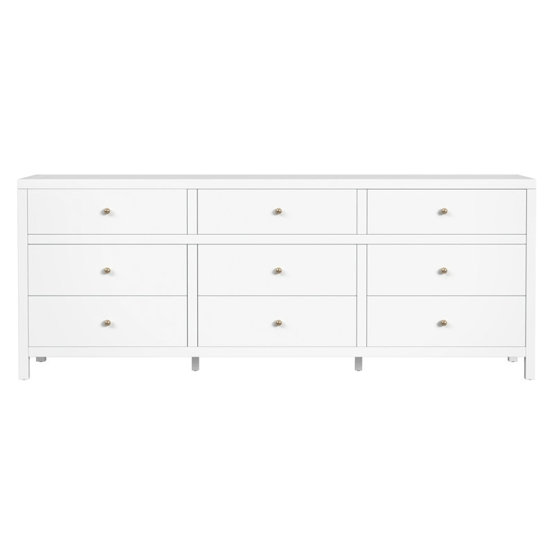 Commode rectangulaire 9 tiroirs Celine, Blanc lisse
