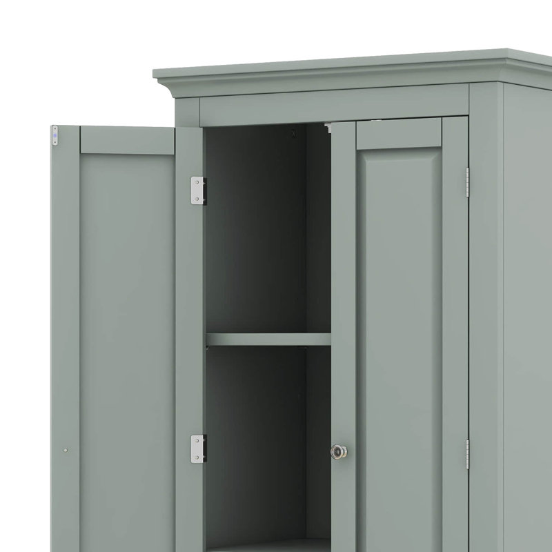 Grande armoire de rangement avec deux tiroirs pour la salle de bain ou le bureau, tablettes réglables, matériau en panneau de fibres à densité moyenne