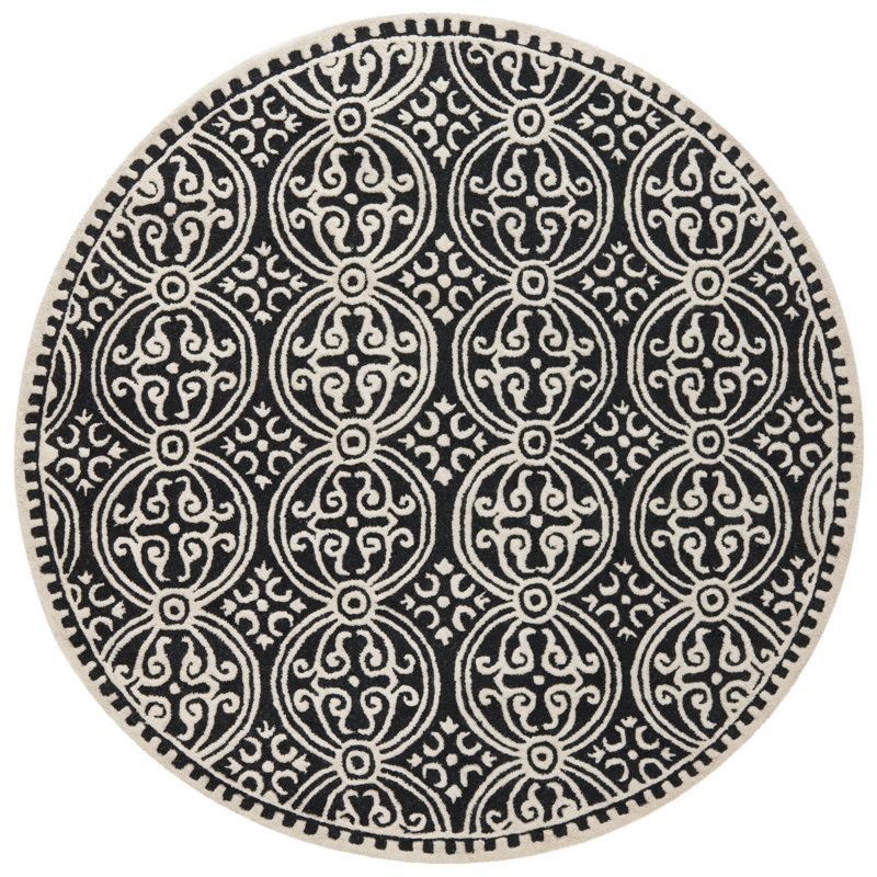Julieta Geometric Wool Hand Tufted Area Rug, Round 122 cm
