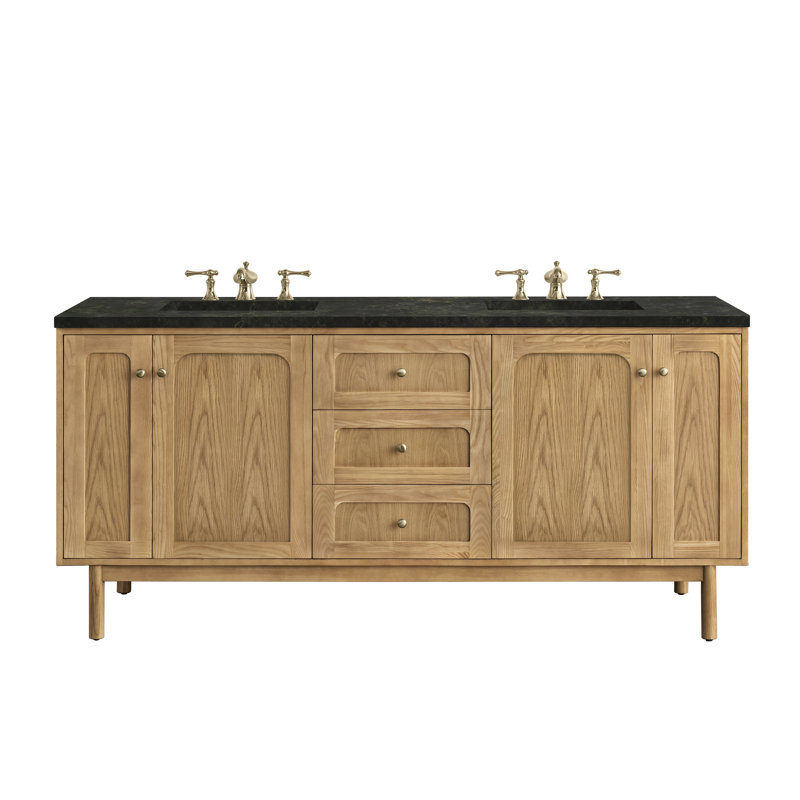 Laurent 72'' W Double Vanity, Light Natural Oak, Phantome Eclos, 8" Widespread