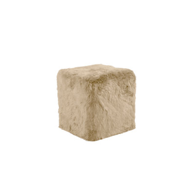 Fibre by Auskin Longwool Sheepskin Ottoman 18" L Plush Shearling Cube with Foam Core for Indoor Seating