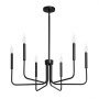 6-Light Chandelier Black Modern Chandelier Adjustable Height for Ceilings