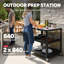 FEASTO Outdoor Kitchen Series Outdoor Grill Cart with Stainless Steel Top, 3-Tier Pizza Oven Table & Rolling Workstation with Adjustable Middle Shelf for Outdoor Kitchen & BBQ