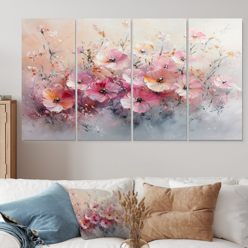Beckett - Wildflowers Wall Art - Décoration murale traditionnelle 4 pièces, H 28 po x l 48 po