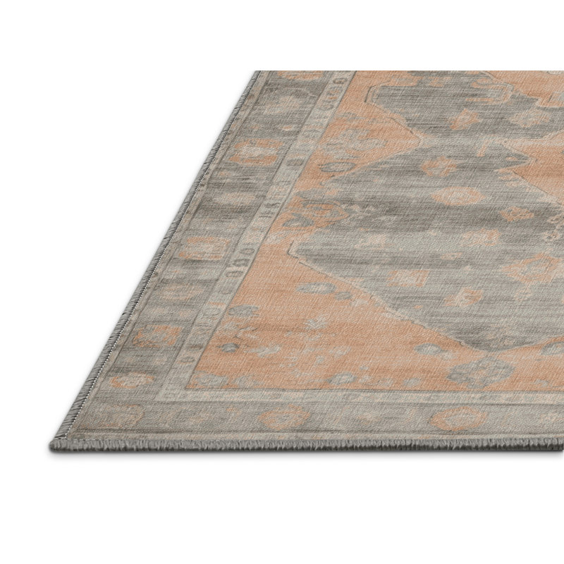 Machine Washable Overdyed Gray Area Rug, Square 3'