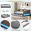 Lit de jour moderne rembourré avec ceinture à DEL, couchette et capitonnage à boutons-308650984