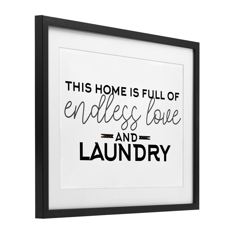 «Endless Love & Laundry», reproduction encadrée sous verre, design par Kim Allen, H 13 po x l 16 po, Cadre noir minuit
