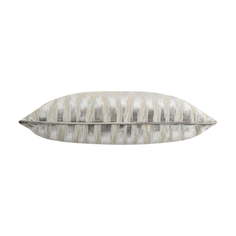 Velvet Square Pillow Cover & Insert, Gray, Chevron/Zig Zag
