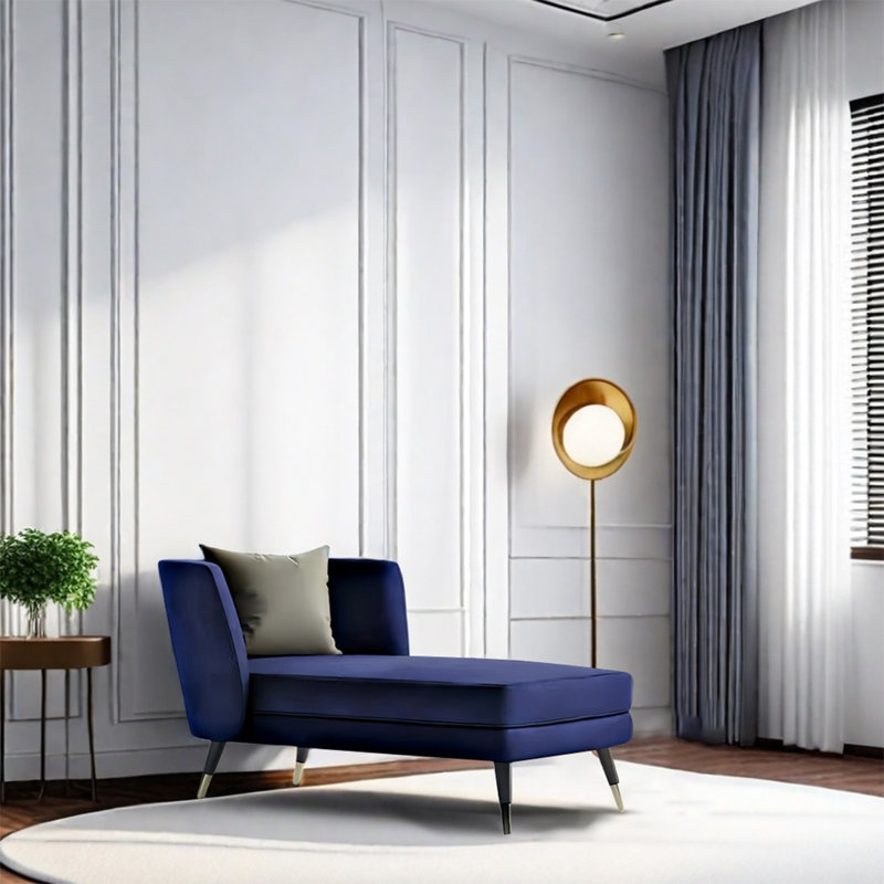 Chaise longue rembourrée Vecchia, Microfibre / microsuède saphir