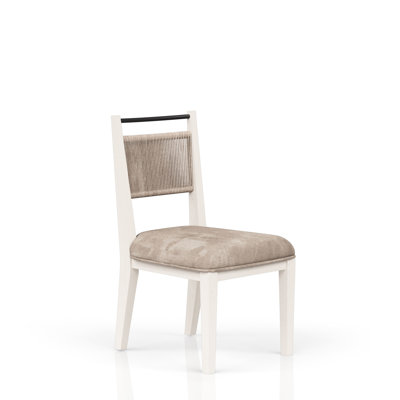 Rope Back Chair In Solid Wood, Vanilla/, Fabric Seat, 20.26 In. Depth, 24.49 W Wood With And Vanilla, , Width, 29.4 Lb Weight