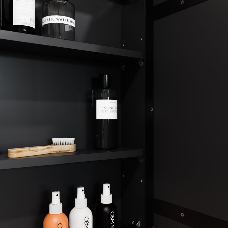 Three Door Steel Frame Square Shape Medicine Cabinet, Black