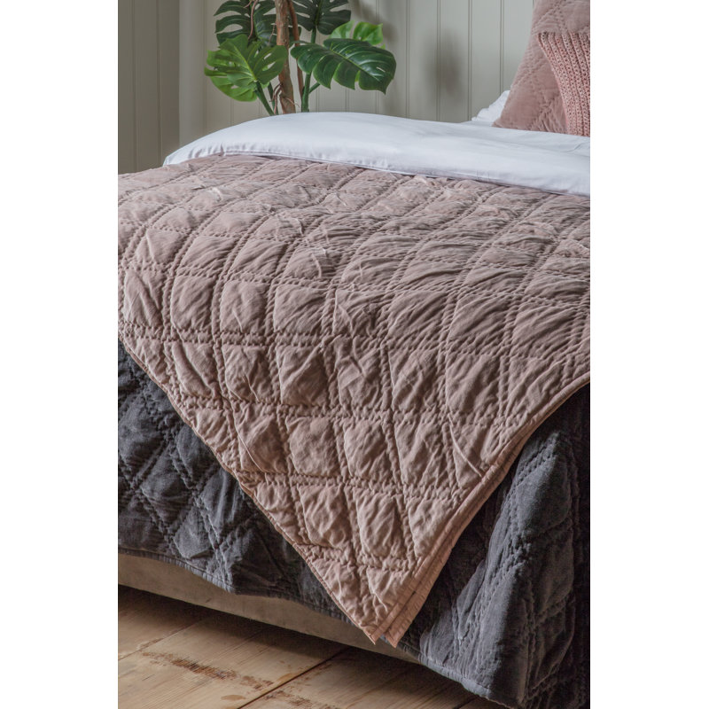 Trong Cotton Solid Colour Bedspread, Blush