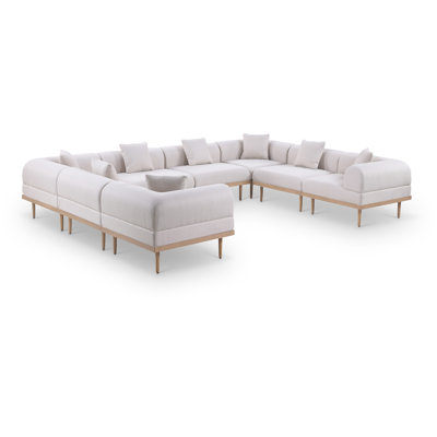 Madeleine 142" Resilient Water Resistant Olefin Fabric Upholstered 8Pc. Outdoor Patio Modular Sectional