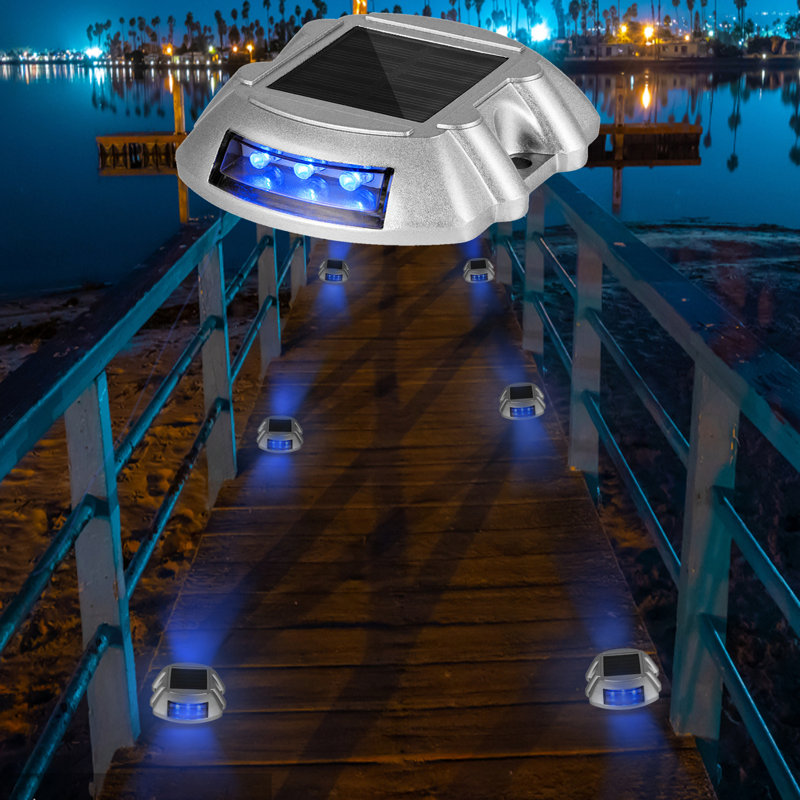 Blue LED Solar Powered Aluminum Pathway Lights Multipack