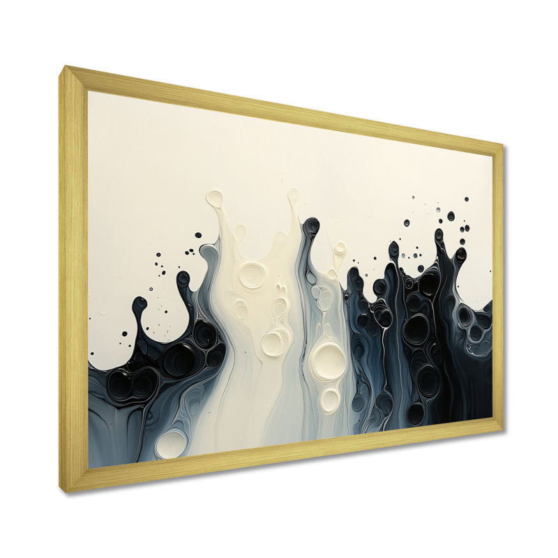 «Drip Paint Wave», rythmique, éclaboussures de sérénité, Reproduction encadrée d'une seule photo, H 12 po x l 20 po, Doré