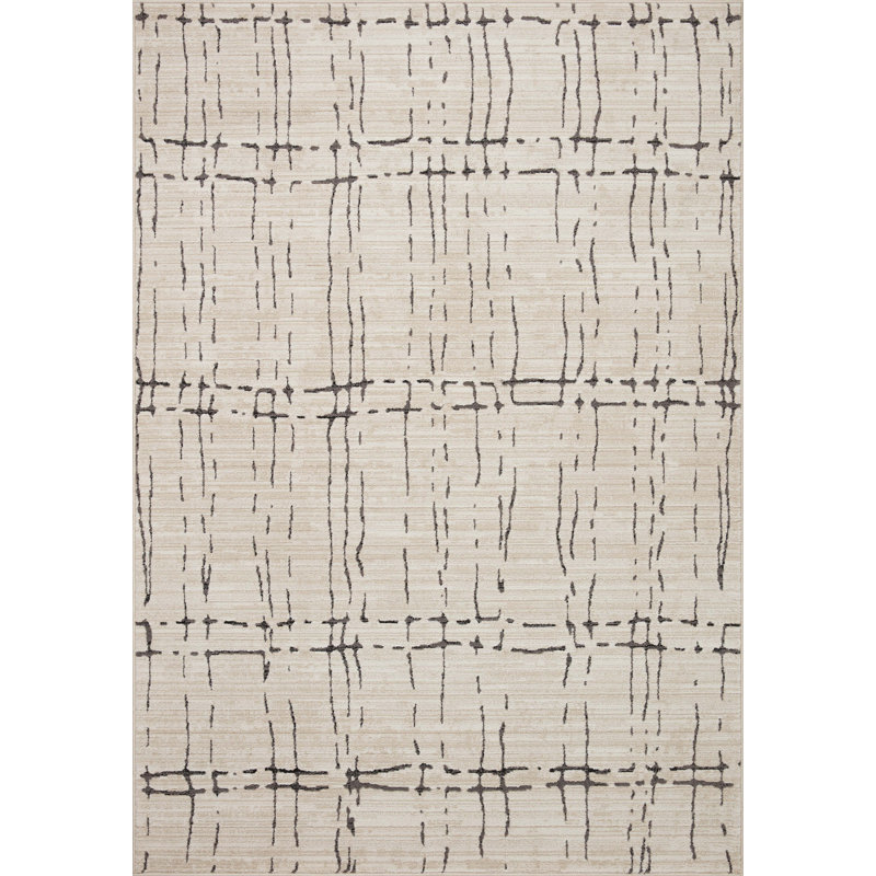 Darby Geometric Machine Woven Polyester Area Rug in Beige/Gray, Rectangle 7'10" x 10'