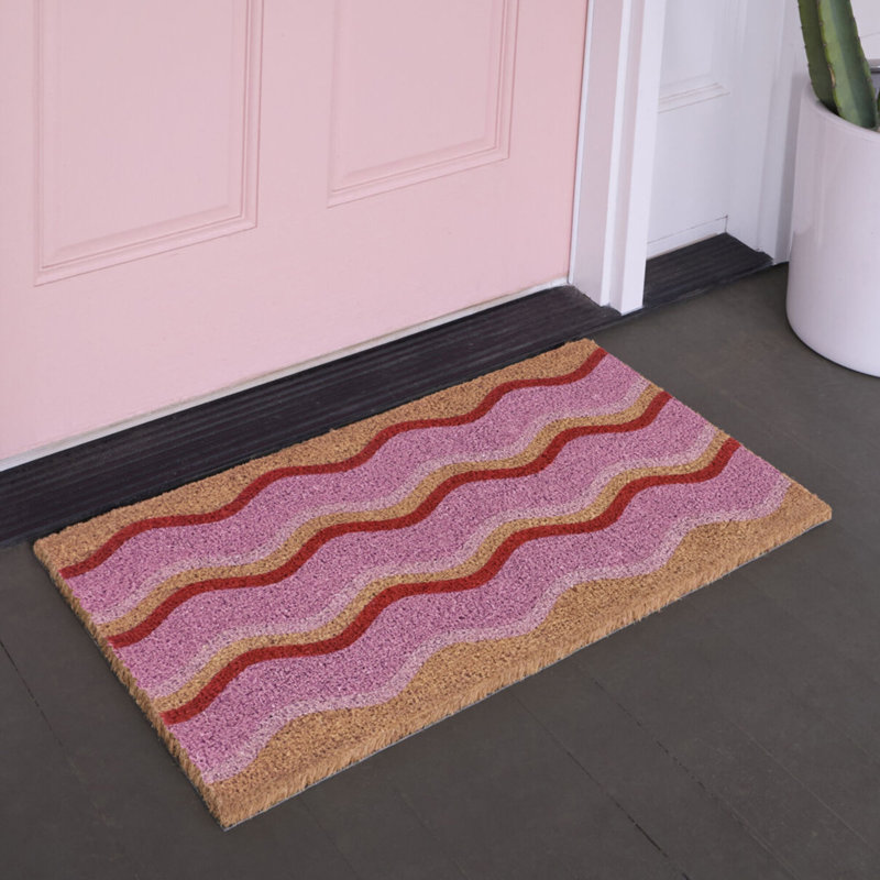 Squiggle Stripes Pink Modern Doormat